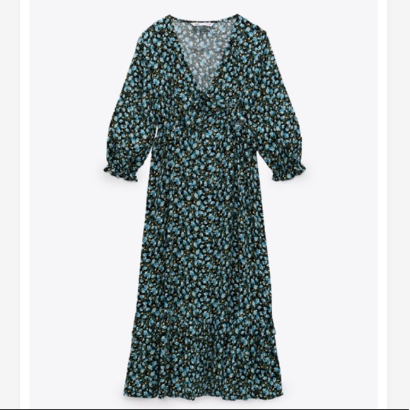 Zara Floral 3/4 Sleeve Dress Size L (B) - Picture 5 of 5